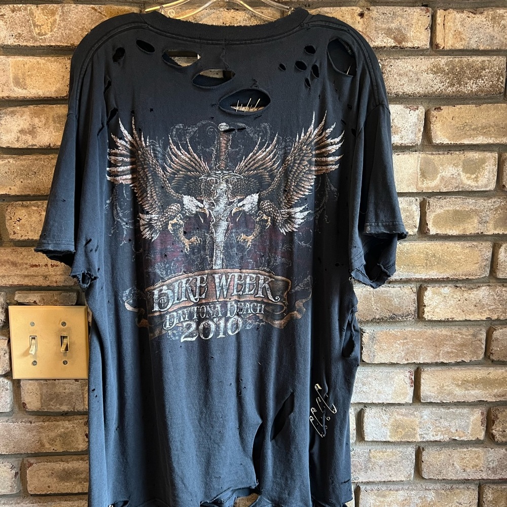 LF FURST OF A KIND Destroyed “ Daytona Beach, 2010 Bike Week” S/S tee🦅